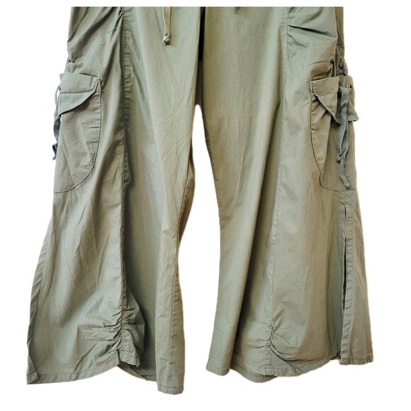 XCVI Ruffled Cargo Capri Green Wide-Leg Pants Side Slits Women Size XS - Picture 4 of 9